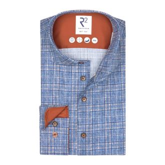 R2 Amsterdam Heren, Overhemden, Blauw, Maat: 4XL Katoen