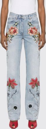 Valentino Jeans slim fit in denim di cotone con ricami floreali