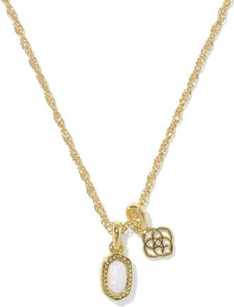 Kendra Scott Womens Mini Elisa Dira Necklace In Gold Bright White Opal