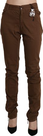 Ermanno Scervino Brown High Waist Skinny Trouser Cotton Womens Pants