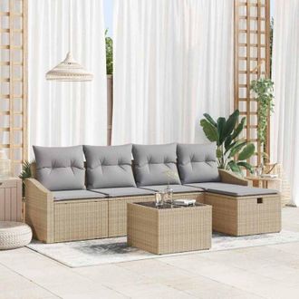 vidaXL Vidaxl - Conjunto De Sof&aacute; De Jard&iacute;n Manual 6 Pcs Beige 55 X 55 X 37 Cm