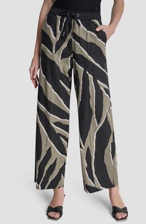 DKNY Print Linen Blend Drawstring Pants in Jungle Block at Nordstrom, Size X-Large