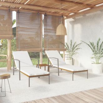 vidaXL Vidaxl - Lettini Prendisole 2 pz con Tavolo in Polyrattan Marrone