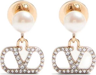 Valentino Garavani Golden VLogo Signature Drop Earrings