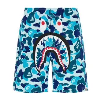 A Bathing Ape Casual Shorts, male, Blue, Size: XL ABC Camo Shark Shorts