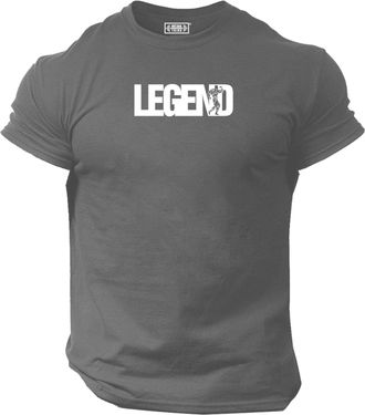Generic Legend T Shirt Gym Clothing Bodybuilding Training Workout Exercise Fitness Boxing MMA Tee Top (UK, Alpha, M, Regular, Regular, Charcoal)