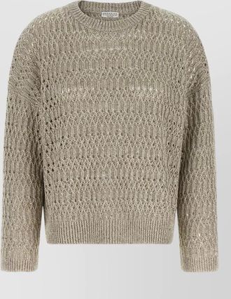 Brunello Cucinelli braided linen blend sequin knit sweater