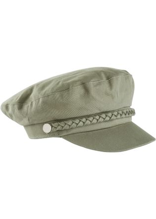 Bonprix Schirmm&uuml;tze BONPRIX, Damen, oliv, Twill, Baumwolle, unifarben, washed, M&uuml;tzen Schirmm&uuml;tze, aus Baumwolle, gef&uuml;ttert, Zierkordel und fester Schirm