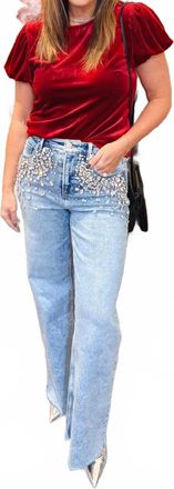 Dear John Denim Vanessia Velour Top In Apple Blush