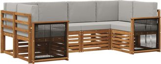 vidaXL Conjunto De Sof&aacute;s De Exterior 5 Uds. Natural Y Gris Claro Vidaxl