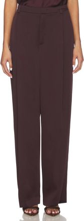 Vince Satin Pleated Wide-Leg Trouser In Dark Fig