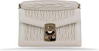 Miu Miu Schoudertas met drukknoopsluiting - Dames - Schoudertassen - Wit - ONE Size - Leer - Tassen