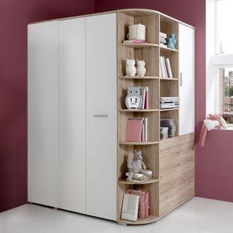 Wimex home24 Wimex Eckschrank Joker Eiche San Remo Dekor/Weiß 124x198x148 cm (BxHxT) Spanplatte Modern