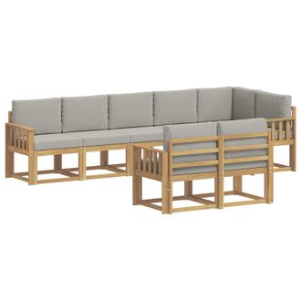 vidaXL Conjunto De Sof&aacute;s De Exterior 8 Pcs Blanco Y Gris Claro Vidaxl
