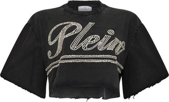 Philipp Plein Cropped T-Shirt Strass Signature