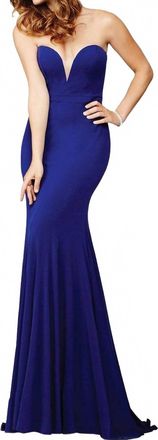 Jovani Strapless Floor-Length Jersey Prom Maxi Dress In Purple
