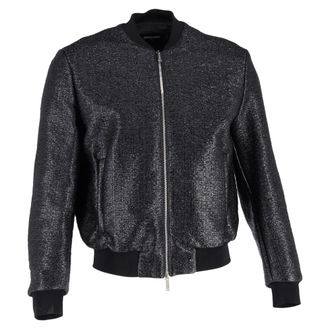 Dsquared2 Textured Zipped Bomber Jacket in Black Polyester