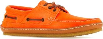 Saint Laurent Mens Fluo Orange Suede Ashe Loafers Sneaker