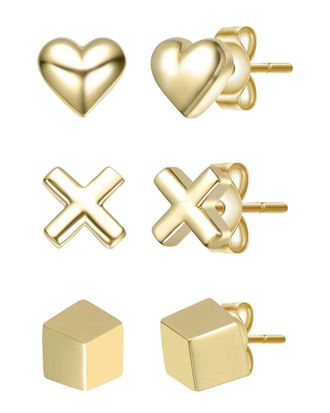 Genevive 14K Plated Stud Earrings