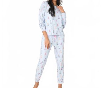 PJ Salvage Dog Gone Cold Pajama Set - Plus In Light Blue