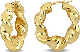 Mimi & Max 39.5 MM Twisted Hoop Earrings in Yellow Plated Sterling Silver