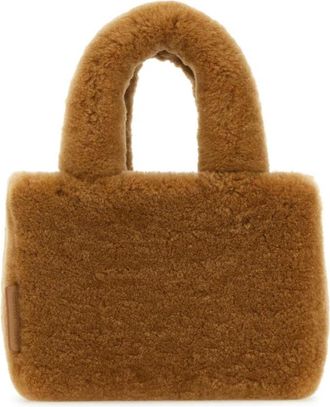 Amina Muaddi Shearling Handtas met Handvat - Dames - Handtassen - Bruin - ONE Size - Tassen