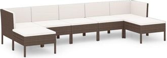 vidaXL Set Muebles De Jard&iacute;n 7 Piezas Cojines Rat&aacute;n Sint&eacute;tico Marr&oacute;n Vidaxl