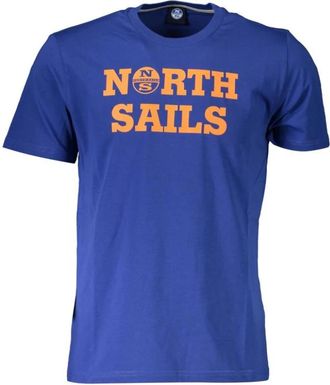 North Sails Blauw katoenen T-shirt met handtekeningprint - Heren - T-shirts - Blauw - L - Katoen - Tops