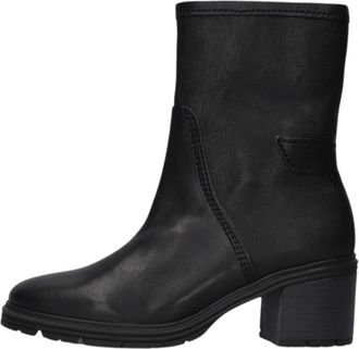 Gabor Stijlvolle zwarte enkellaarsjes - Dames - Laarzen met Hak - Zwart - 40 1/2 EU - Leer - Schoenen