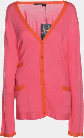 Marina Rinaldi Marina Sport By Marina Rinaldi Pink/orange Silk Knit Full Sleeve Sweater