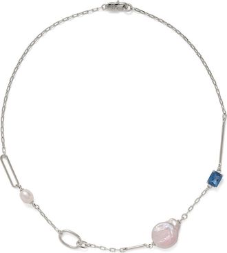 LADY GREY Nova Necklace in Silver/blue Zircon/blush Pearl at Nordstrom