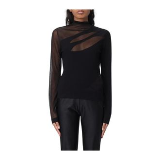 Just Cavalli Long Sleeve T-Shirts, female, Black, M, Trasparente Jumper