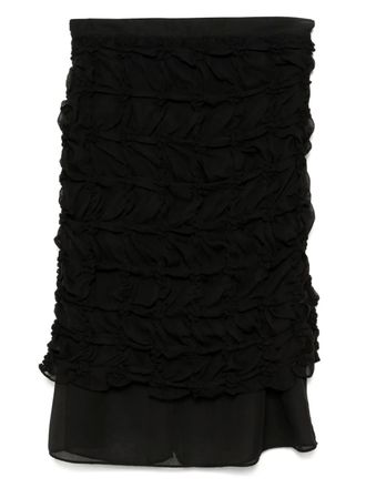Rokh scrunched chiffon skirt - women - Polyester/Polyester - 36 - Black