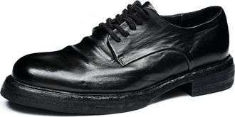 Generic Mens Round Toe Formal Shoes Lace Up Office Dress Shoes Low Block Heel Casual Shoes,Black,5.5 UK