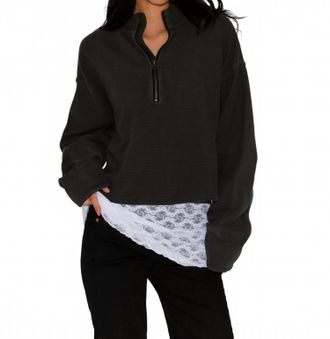 Free People Celeste Quarter Zip Sweatshirt In Black