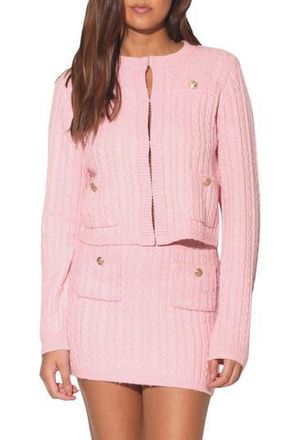 Walter Baker Giselle Cable Stitch Cardigan Sweater in Pink at Nordstrom Rack, Size Large