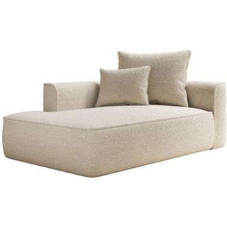 Vente-Unique Chaise longue sinistra in tessuto ciniglia beige - PINETA