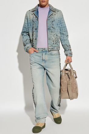 Amiri Embroidered Denim Jacket, Mens, Light Blue