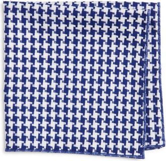 Clifton Wilson Houndstooth Cotton Pocket Square in Blue at Nordstrom