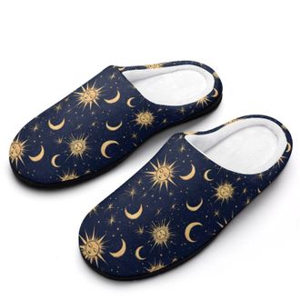 Generic Moon Sun And Stars Womens Slippers Warm House Slippers Indoor House Shoes with Anti-Skid Rubber Sole