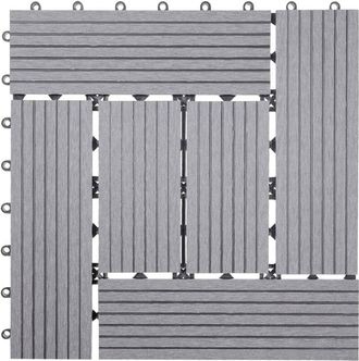 Hhg Piastrelle pavimentazione da esterno Rhone T831 wpc 30x30cm 11 pezzi 1mq grigio incrociato