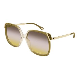 Chloé Sunglasses, female, Yellow, 60 MM, Gold/Brown Sunglasses with Yellow Shaded