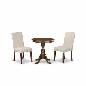 East West Furniture ESDR3-MAH-01 - 3-Pc Dining Room Set - 2 Dining Room Chairs and 1 Kitchen Dining Table (Mahogany Finish)