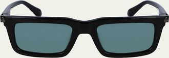 Ferragamo Mens Prisma Modified Acetate Rectangle Sunglasses, 53mm