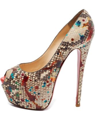 Christian Louboutin 155mm python-embossed platform pumps - women - Leather/Leather/Leather - 38 - Neutrals