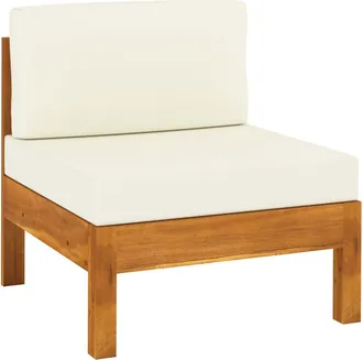 vidaXL Sof&aacute; Central Con Cojines Blanco Crema Madera De Acacia Vidaxl