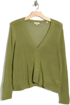 Max Studio V-Neck Button Front Cardigan in New Green at Nordstrom Rack, Size 2X