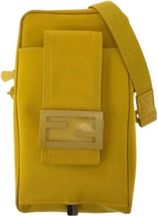 Fendi Pre-owned Cross Body Bags, female, Yellow, Size: ONE SIZE Pre-owned Nylon Shoulder Bag