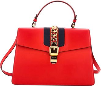 Gucci Borsa a tracolla Sylvie media in pelle con manico - Rosso