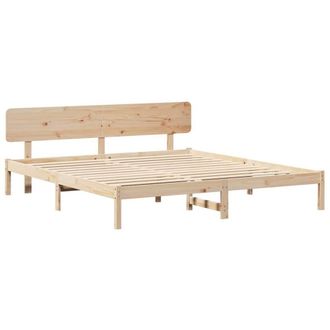 Berkfield Home Bed Frame with Headboard 180x200 cm Solid Pine Wood in Beige
